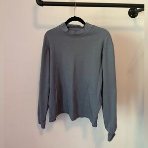 Slate Blue Mock Neck Long Sleeve Top
